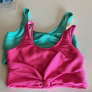Coral Reef Tankini Pink and Teal Women's Swim Top size L